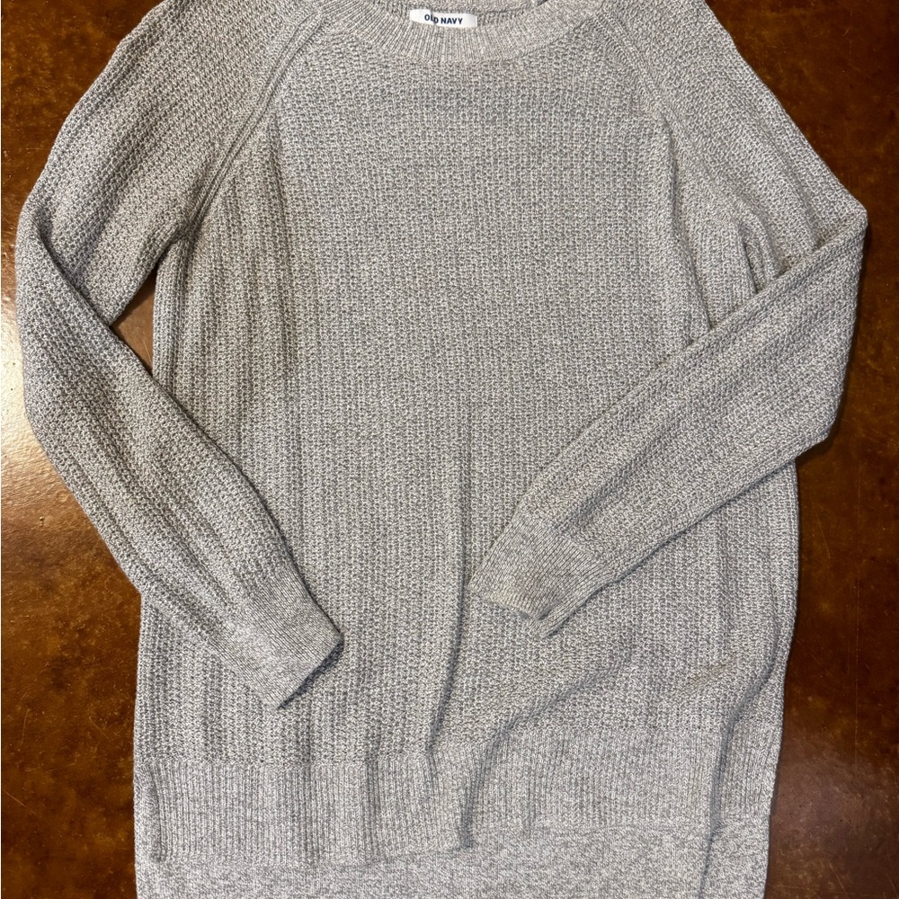 Old Navy Gray Crewneck Textured Knit Sweater